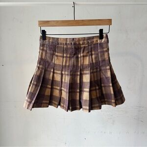 Signature8 Purple and Tan Checkered Mini Skirt
